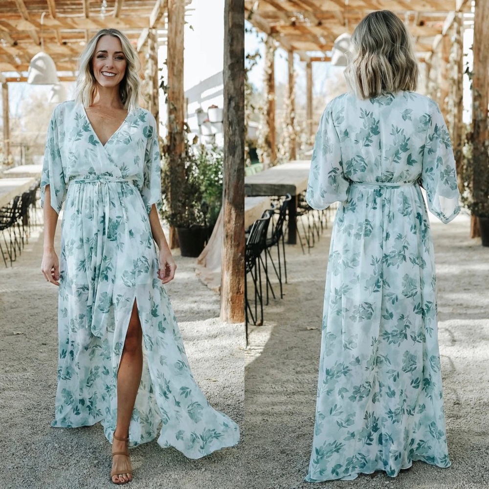 Baltic Born Kimono Maxi Dress White floral NWT S